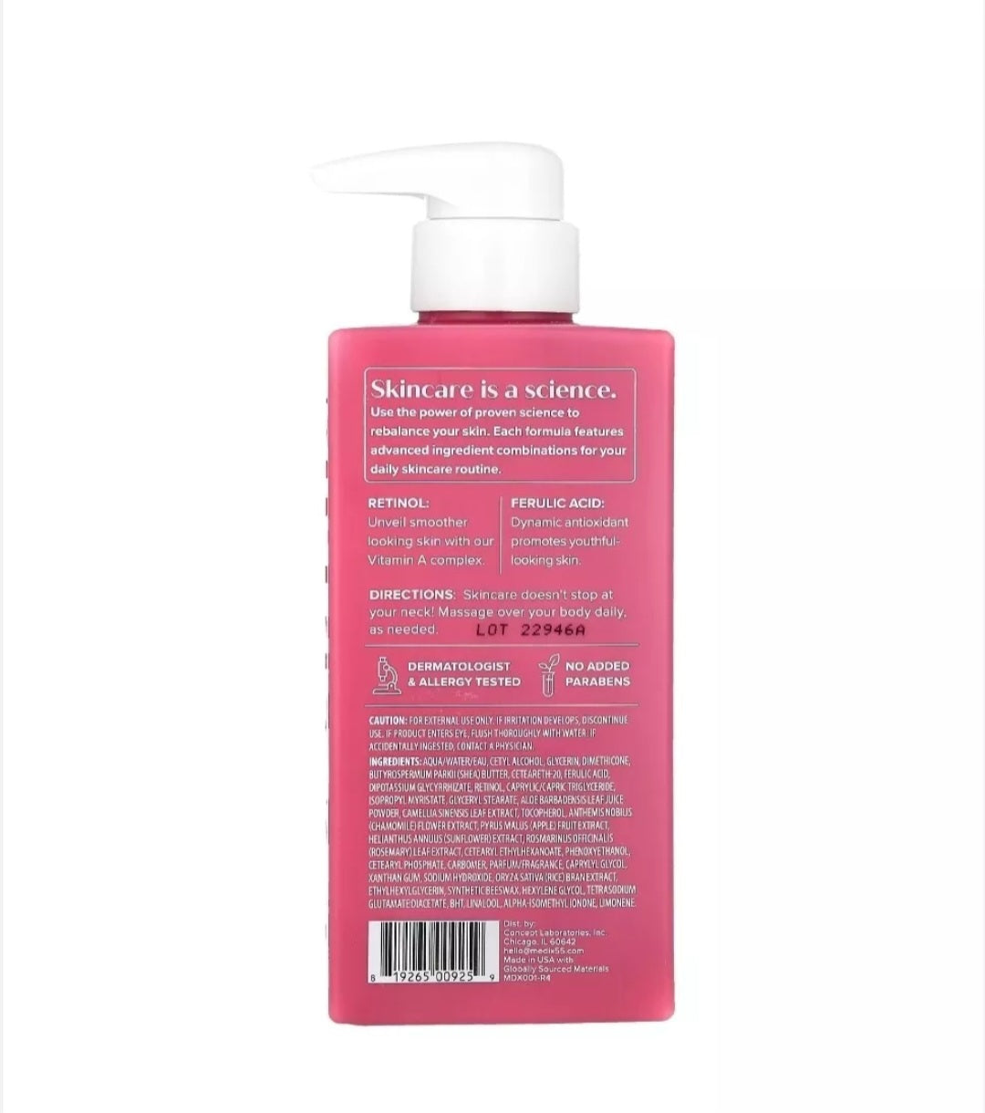Medix 5.5 Retinol + Ferulic Acid Anti Body Cream- 444 ml