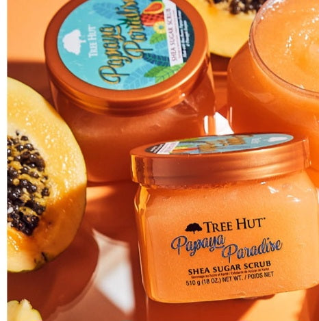 Tree Hut Papaya Paradise Shea Sugar Scrub | Exfoliating Body Scrub Removes Dead, Dry Skin for a Soft & Hydrated Feel | Nourishing Essential Body Care | 18 fl oz.