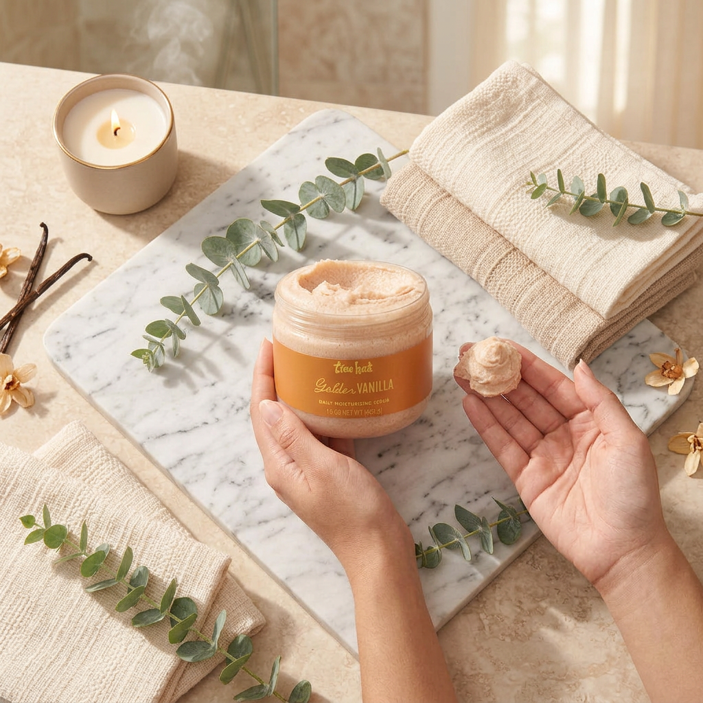 Tree Hut Golden Vanilla Shea Sugar Scrub 425g – vanilla-scented exfoliating body scrub