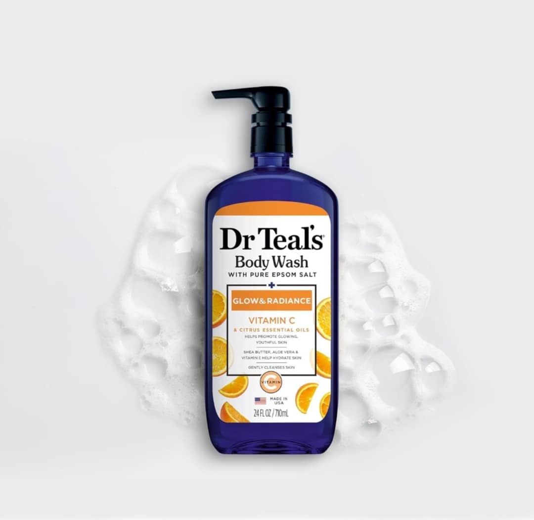 Dr Teal's Body Wash with Pure Epsom Salt, Glow & Radiance, Vitamin C & Citrus Essential Oils Teal's, 24 fl oz