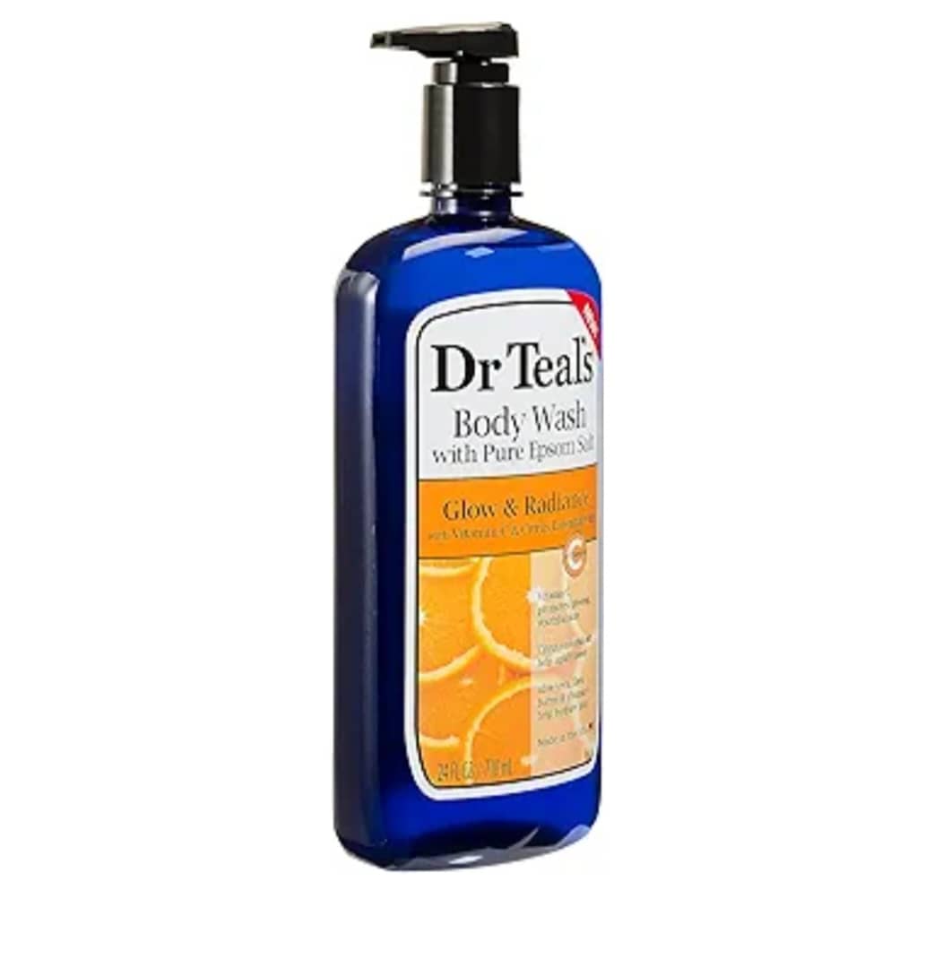 Dr Teal's Body Wash with Pure Epsom Salt, Glow & Radiance, Vitamin C & Citrus Essential Oils Teal's, 24 fl oz