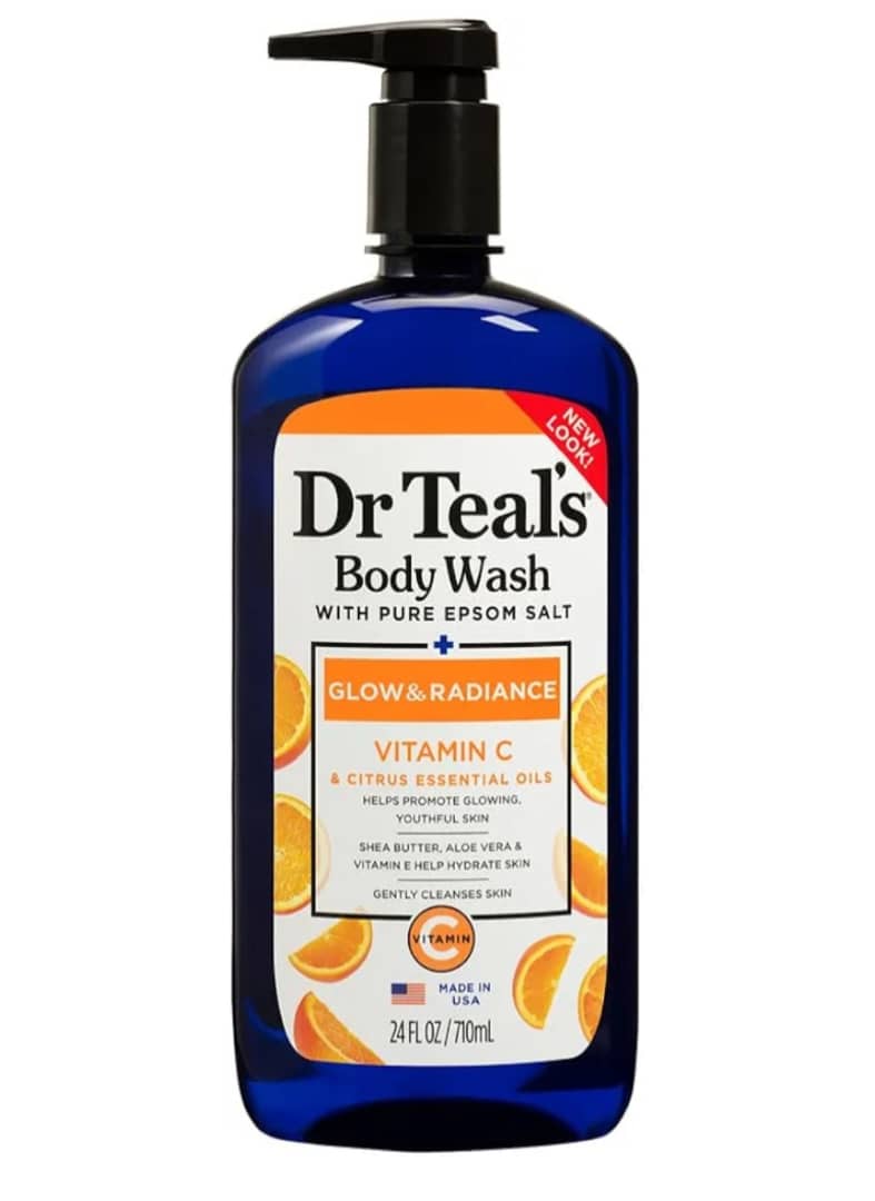 Dr Teal's Body Wash with Pure Epsom Salt, Glow & Radiance, Vitamin C & Citrus Essential Oils Teal's, 24 fl oz