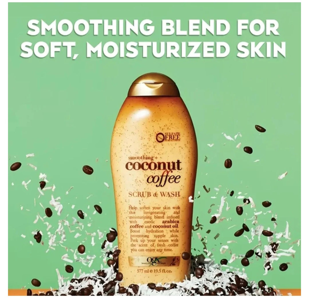 OGX Smoothing + Coconut Coffee Exfoliating Body Scrub Paraben-Free (19.5 fl oz)