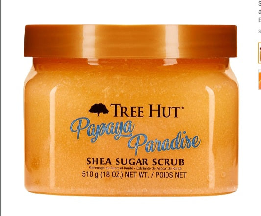 Tree Hut Papaya Paradise Shea Sugar Scrub | Exfoliating Body Scrub Removes Dead, Dry Skin for a Soft & Hydrated Feel | Nourishing Essential Body Care | 18 fl oz.