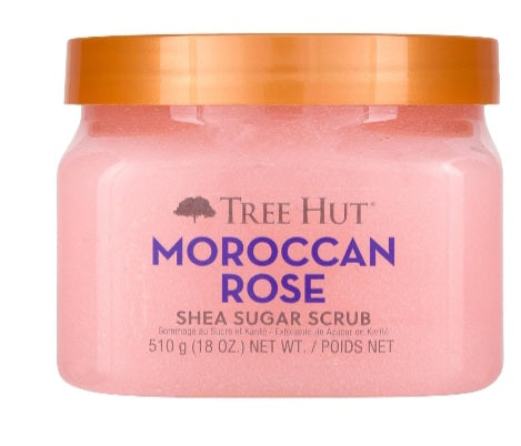 Tree Hut Moroccan Rose Shea Sugar Scrub | Exfoliating Body Scrub Removes Dead, Dry Skin for a Soft & Hydrated Feel | Nourishing Essential Body Care | 18 fl oz.