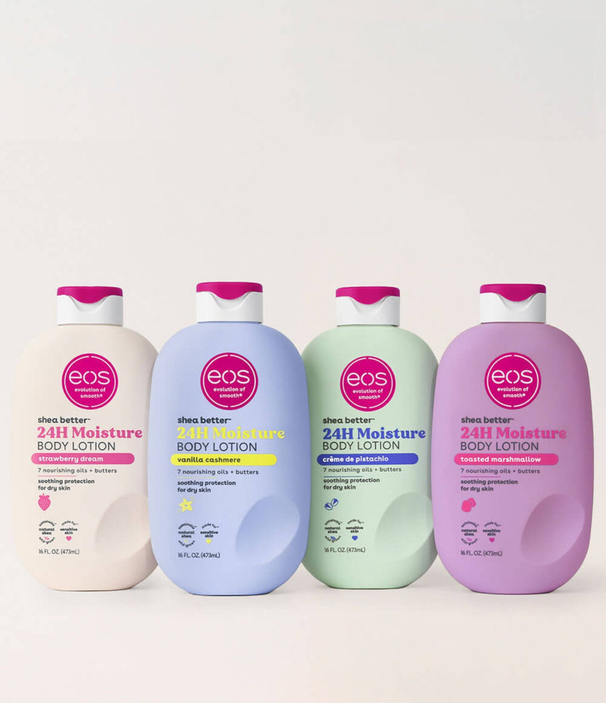 EOS Gourmand Body Lotion Bundle Strawberry Dream Vanilla Cashmere Creme de Pistachio Toasted Marshmallow