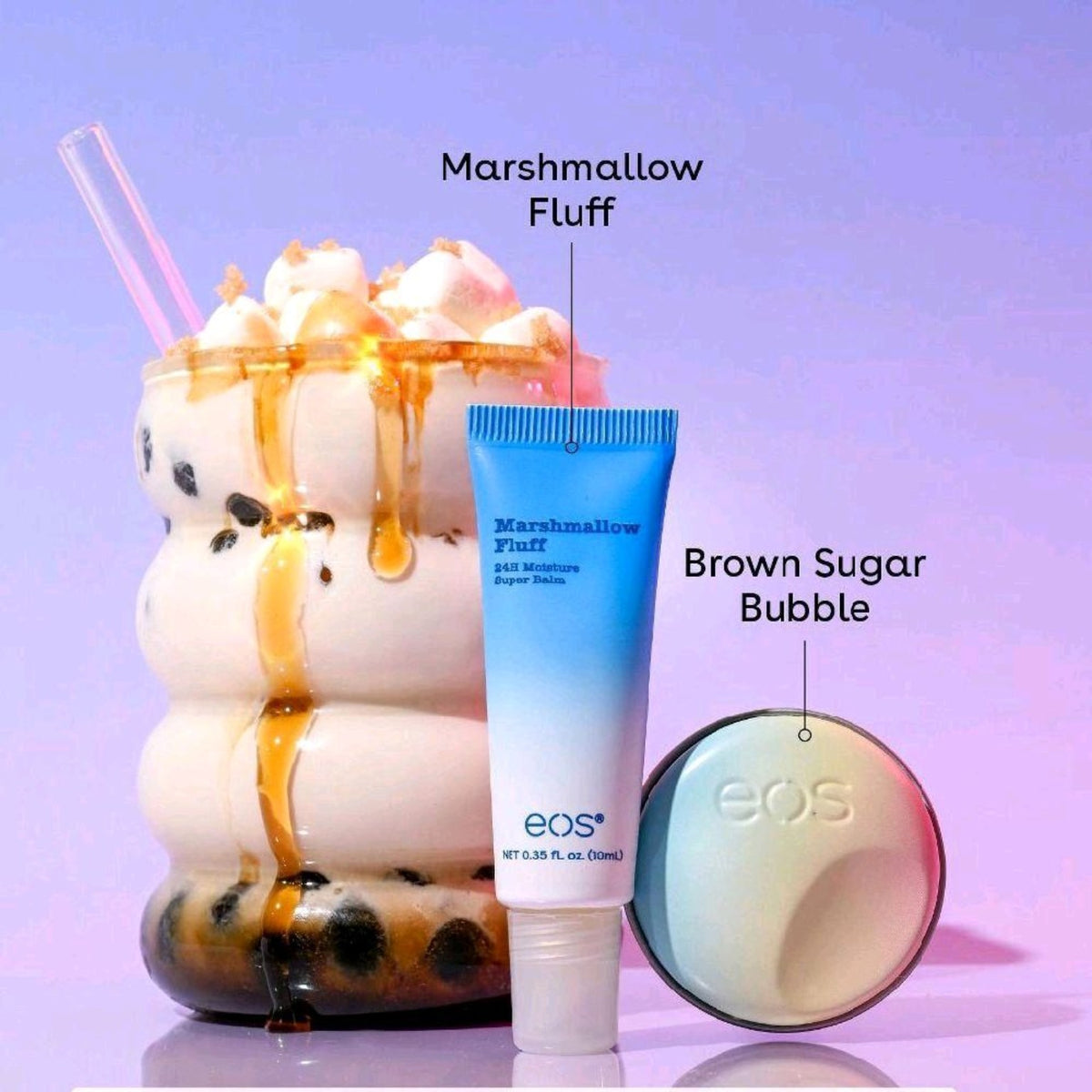 EOS Marshmallow Fluff and Brown Sugar Bubble duo lifestyle