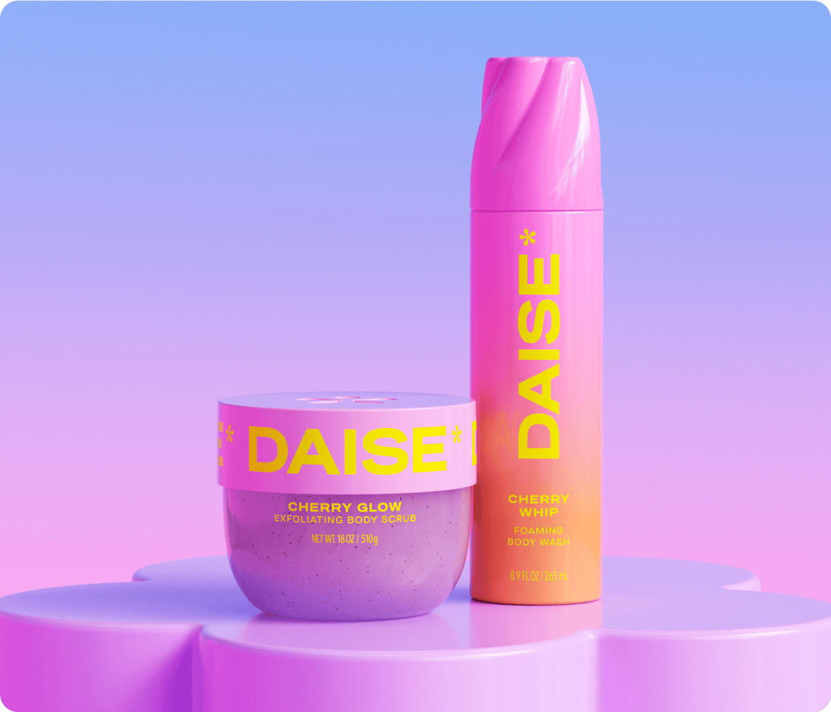 Daise Cherry Glow Exfoliating Body Scrub 510g – with its matching body wash or scrub
