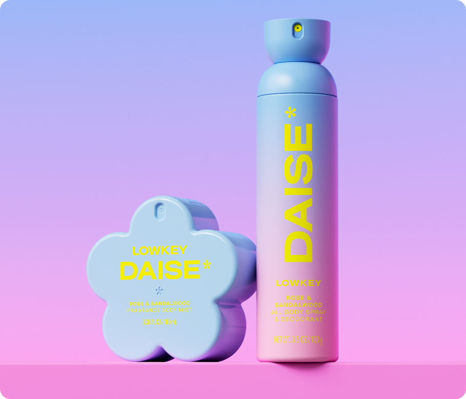 Daise Lowkey Rose & Sandalwood All Body Spray & Deodorant 120ml with the matching fragrance body mist or deodorant