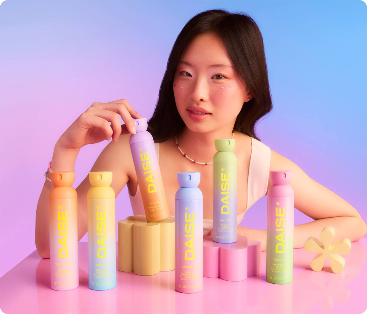 Daise Peachy Berry & Mandarin All Body Spray & Deodorant 120ml in an official lifestyle photo