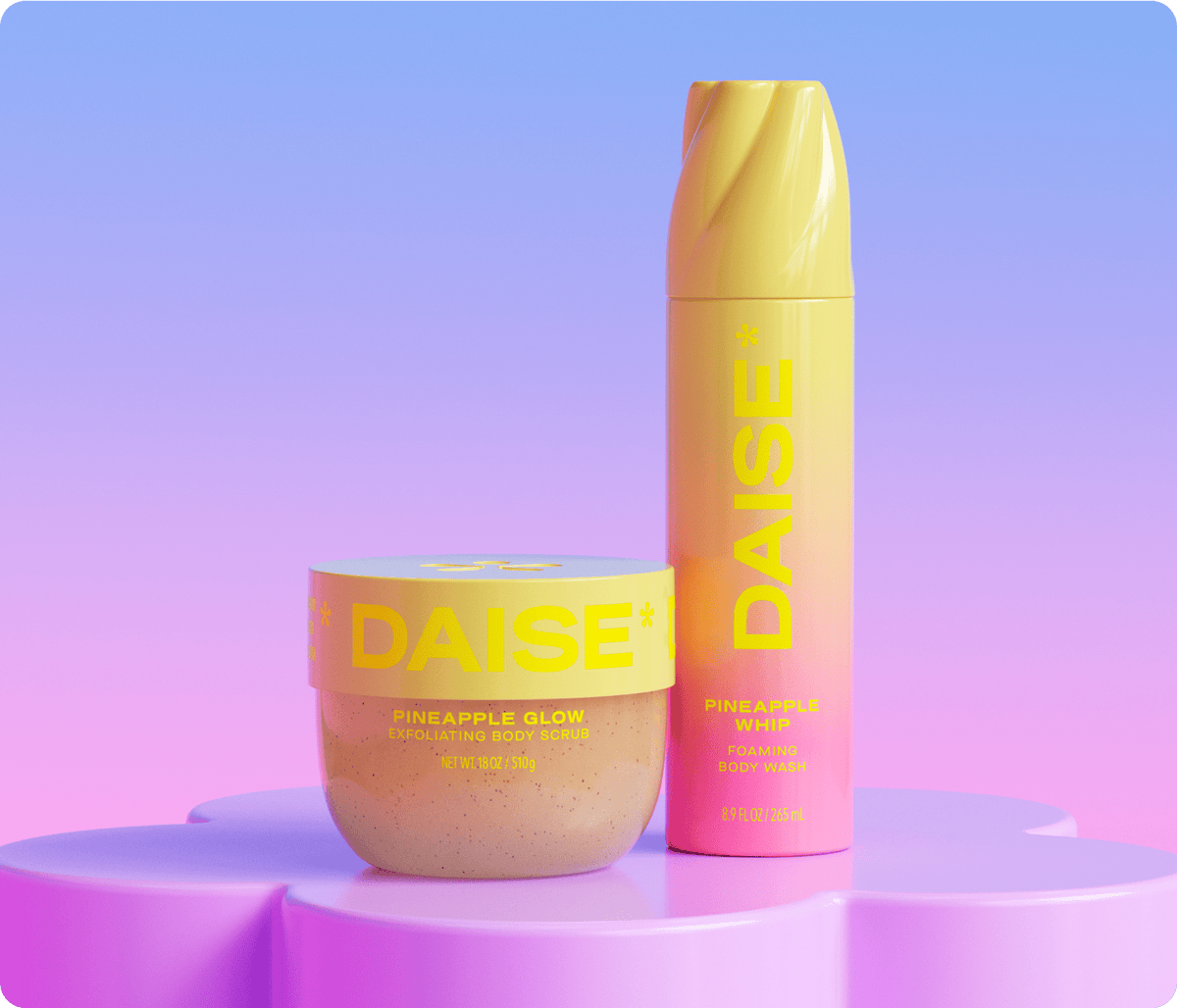 Daise Pineapple Glow Exfoliating Body Scrub 510g with the matching body wash or scrub