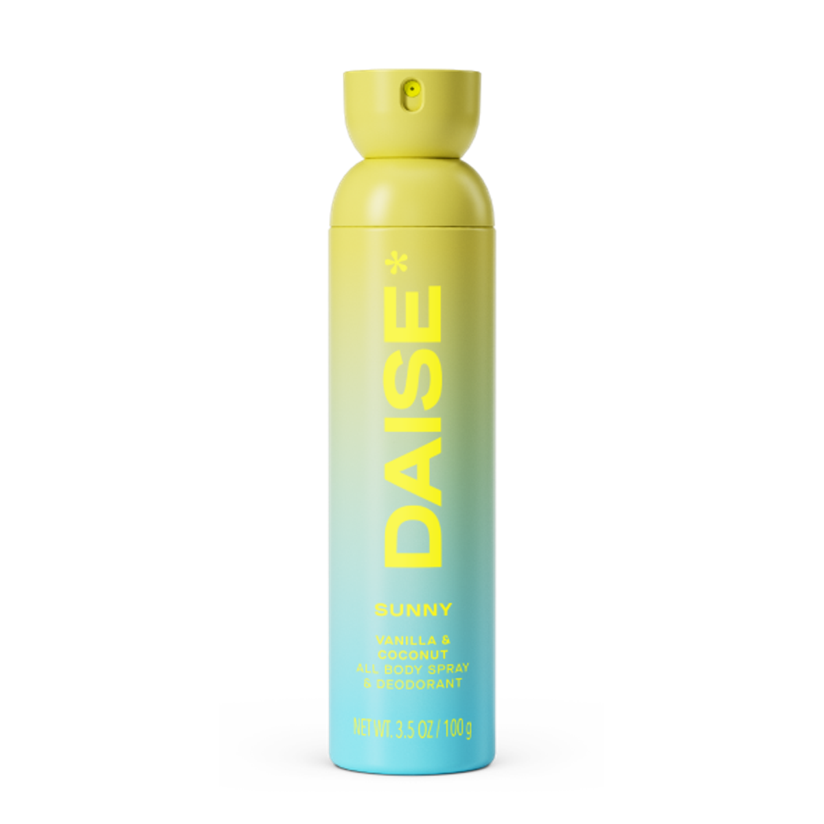 Daise Sunny Vanilla & Coconut All Body Spray & Deodorant 100g – front product view on a white background