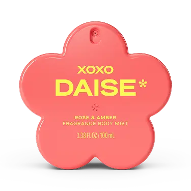 Daise XOXO Rose & Amber Fragrance Body Mist 100ml front product view on a white background