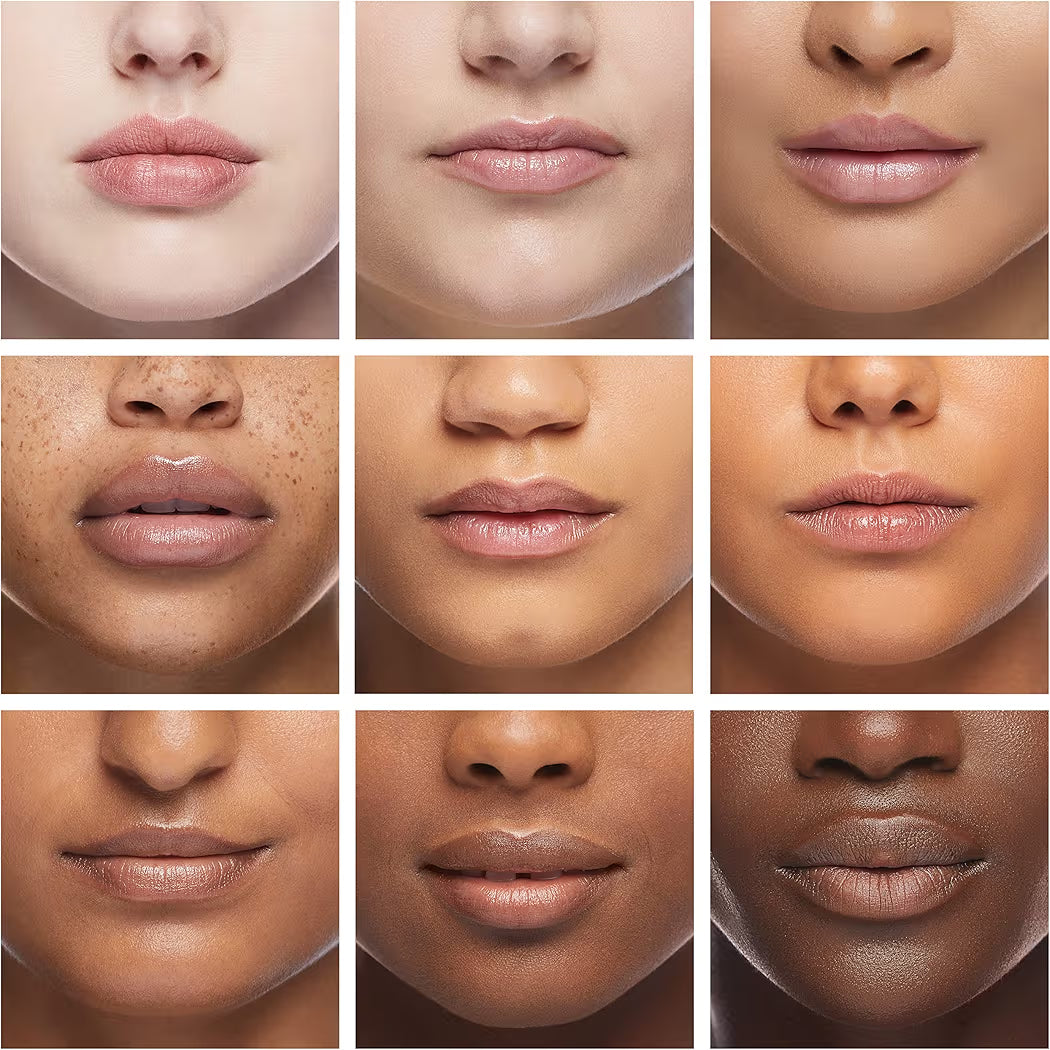 HAMYNAT eos organic lip balm applied to diverse skin tones showing hydrated, smooth, and healthy-looking lips.