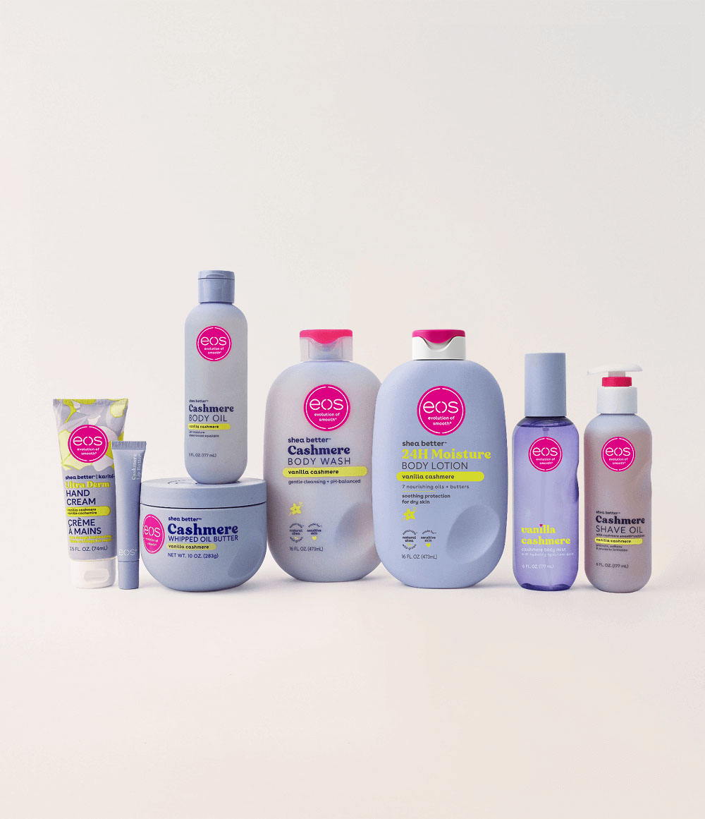 Vanilla Cashmere Skincare range shown together