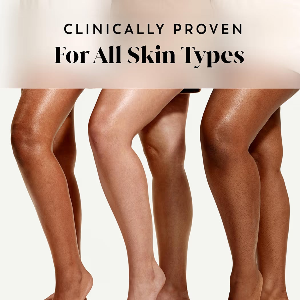 HAMYNAT Olay body wash advertisement showing three models with different skin tones displaying hydrated, glowing legs.