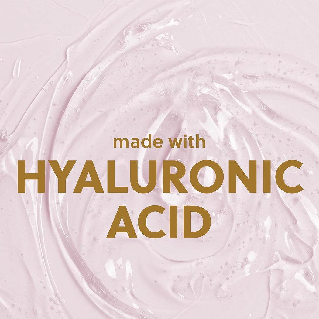 HAMYNAT Tree Hut vanilla serum-infused hand wash texture featuring hyaluronic acid text overlay