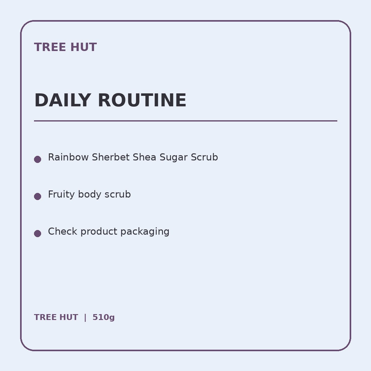 Tree Hut rainbow scrub product information panel 4