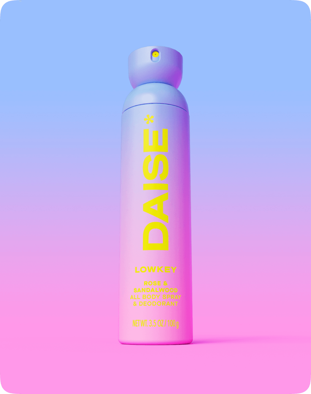 Daise Lowkey Rose and Sandalwood all body spray and deodorant 120ml aerosol can
