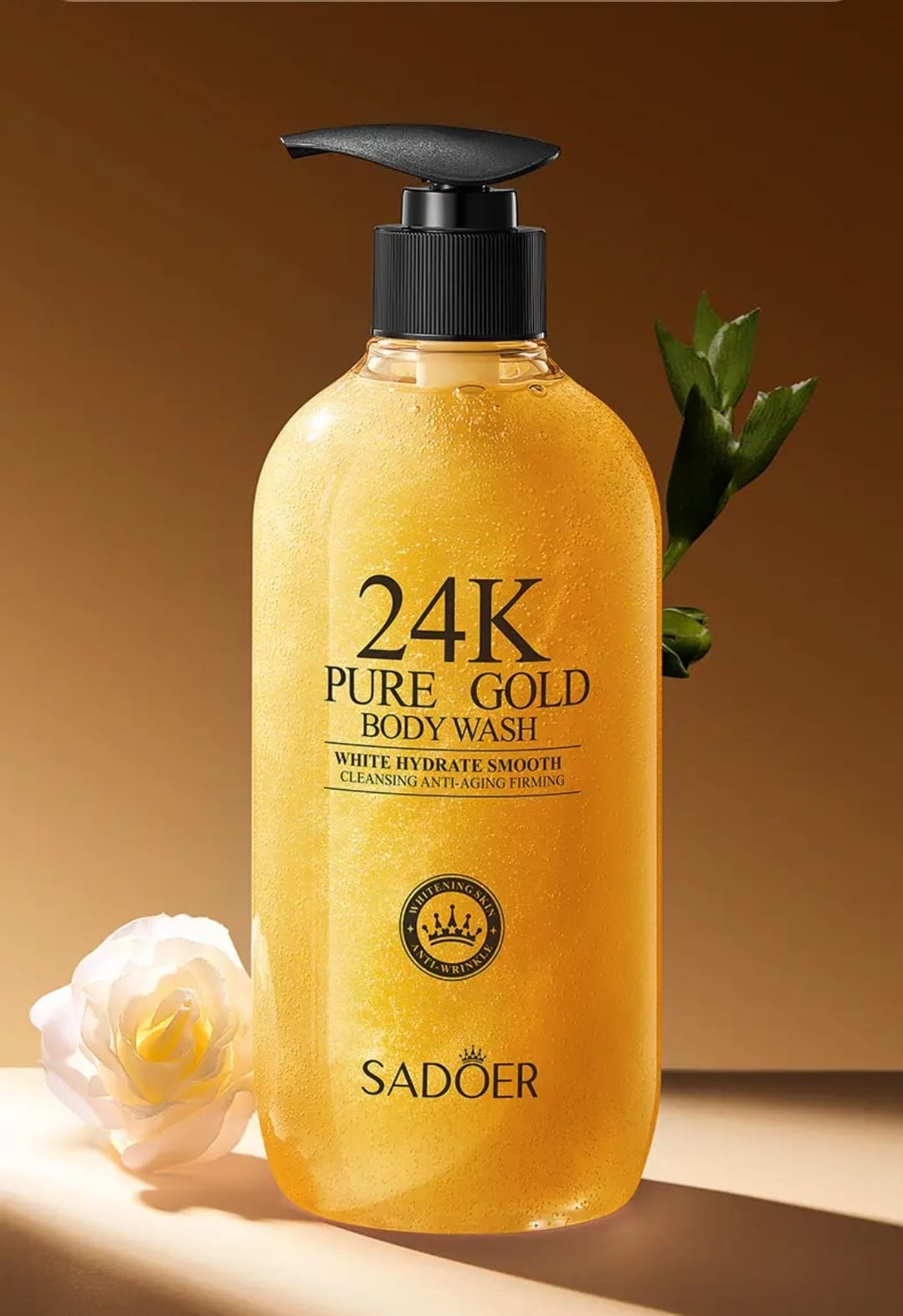 Sadoer 24k Gold Shower Gel - Nourishing & Deep Cleansing Liquid Face and Body Wash