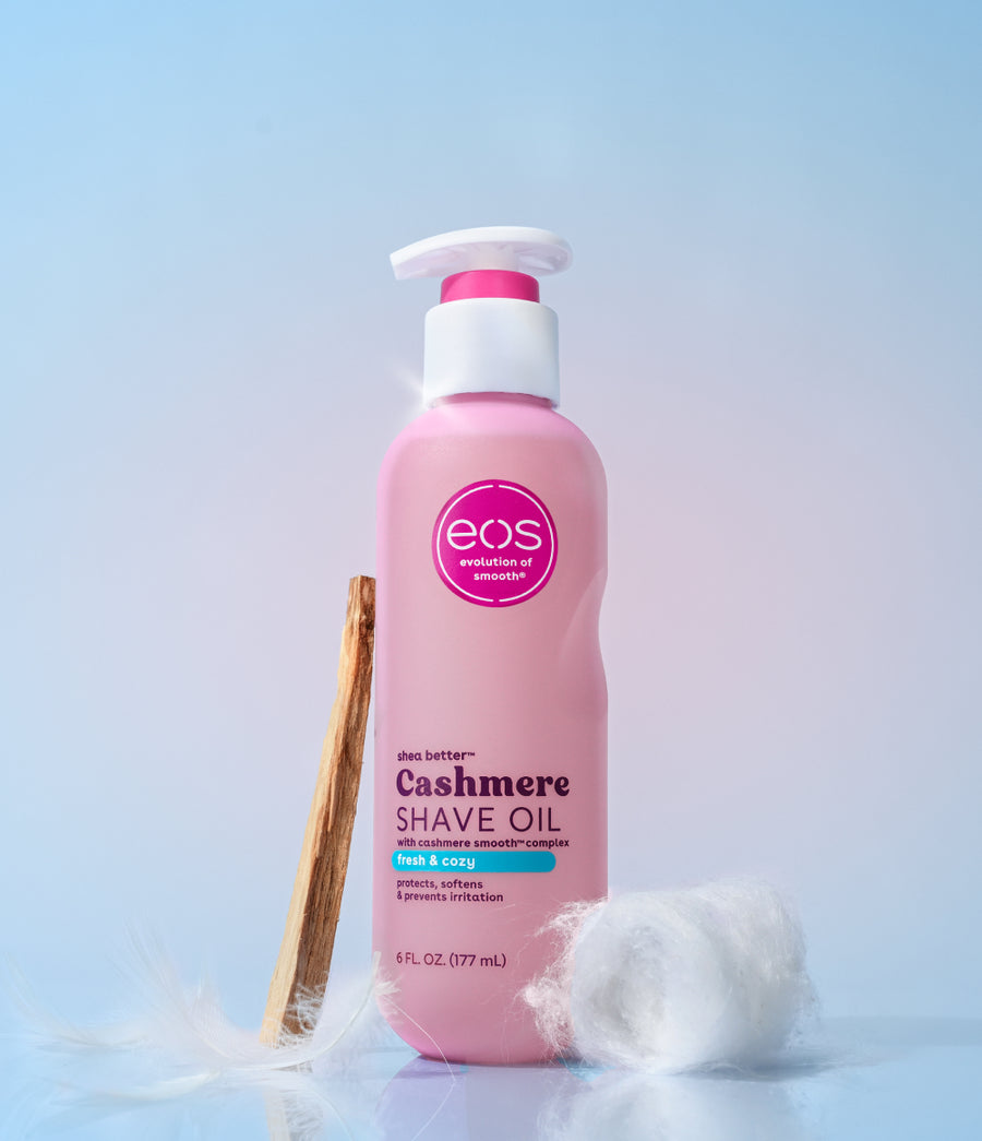 EOS Fresh and Cozy shave oil 177ml bottle with pump dispenser