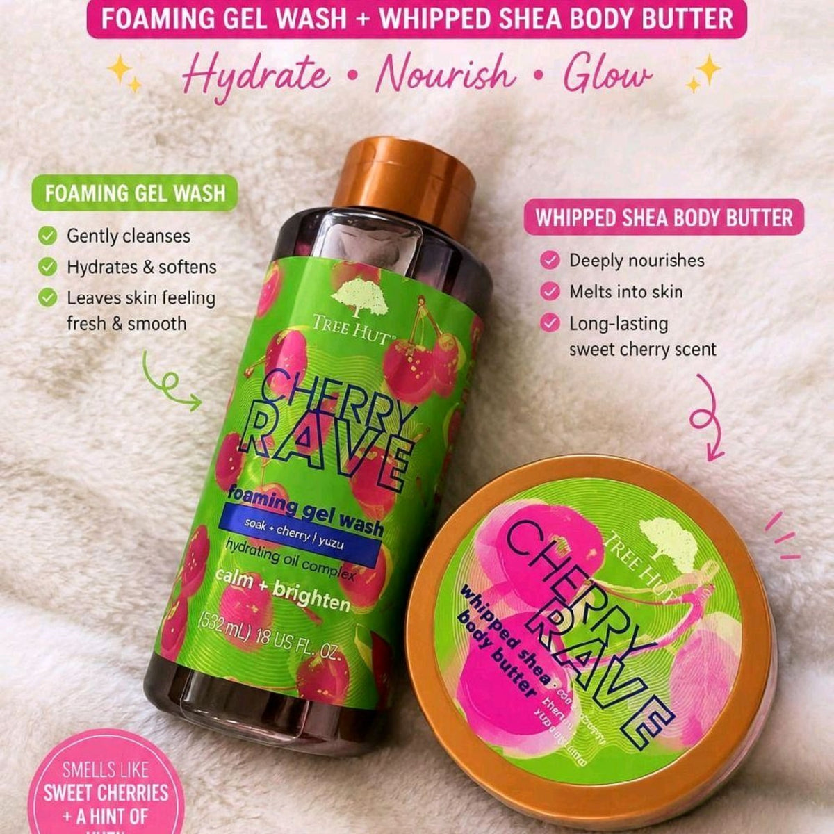 Tree Hut Cherry Rave Foaming Gel Wash 532ml