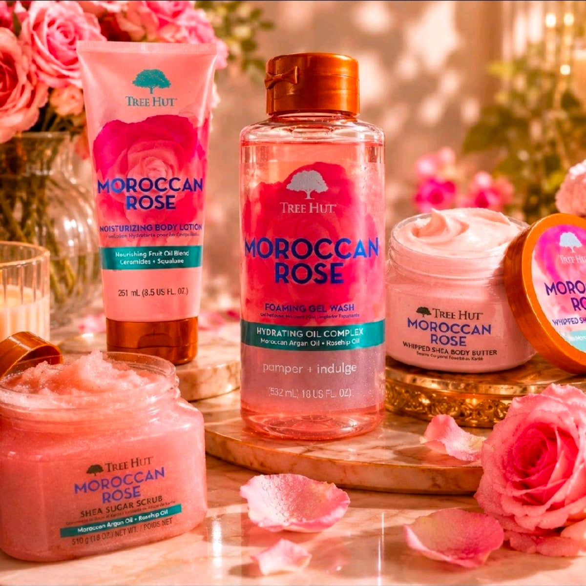 Tree Hut Moroccan Rose collection group photo