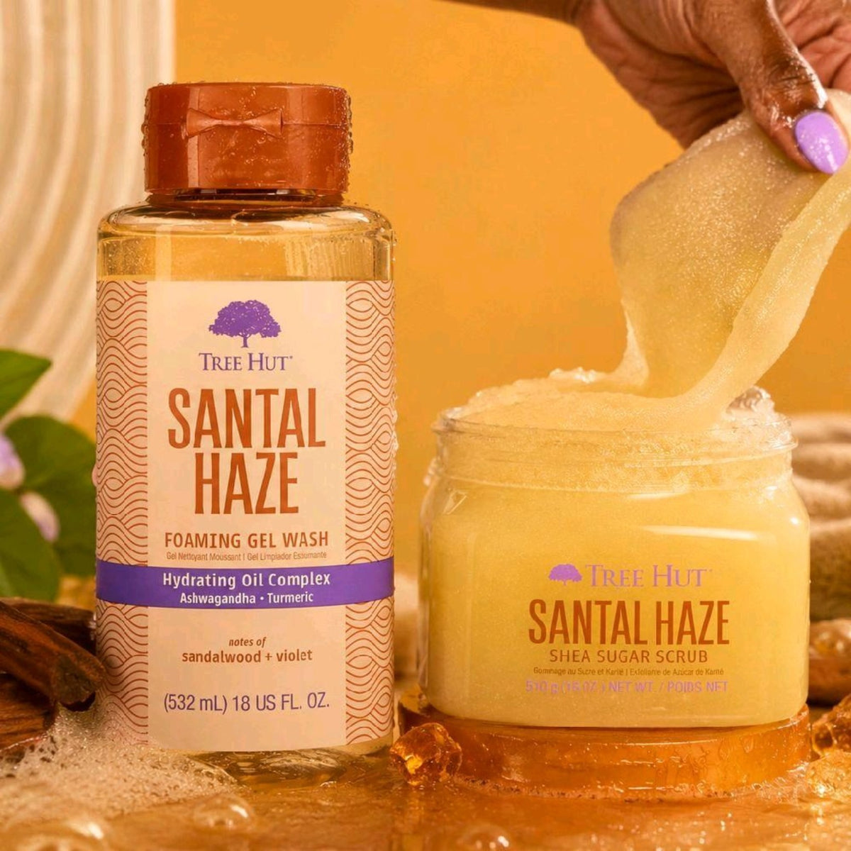 Tree Hut Santal Haze Foaming Gel Wash and Shea Sugar Scrub