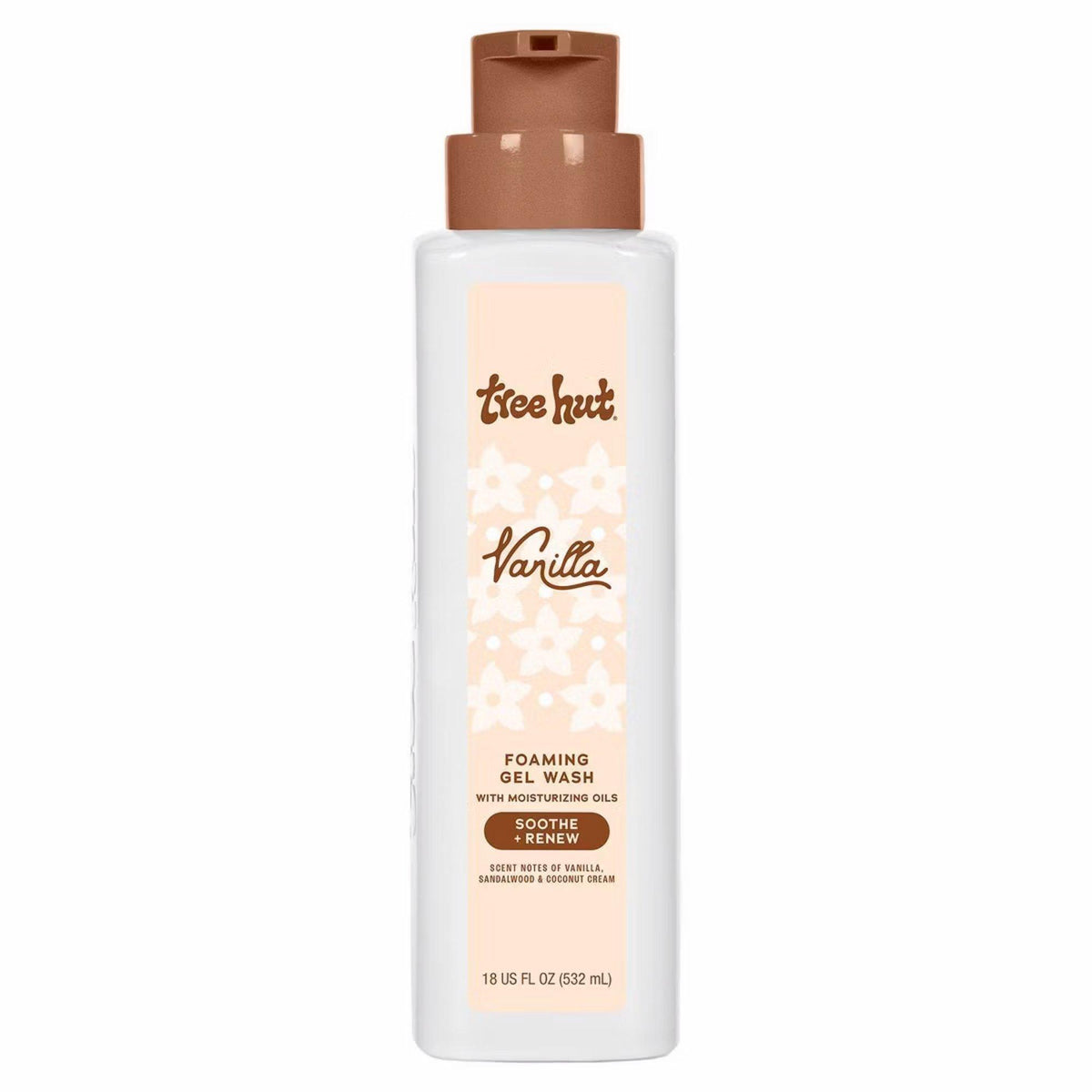 Tree Hut Vanilla Foaming Gel Wash 532ml pump bottle front view