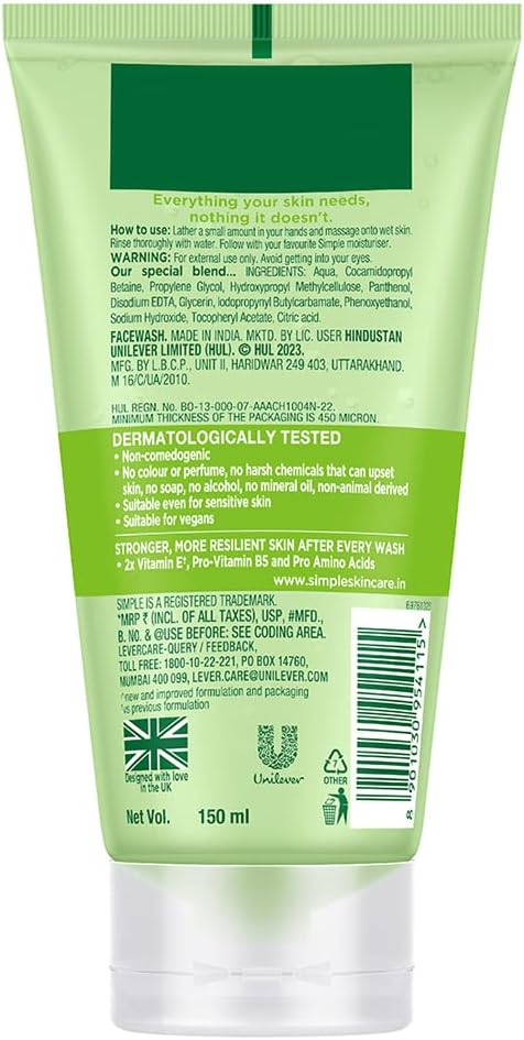 Simple Kind to Skin Refreshing Facial Wash 150ml